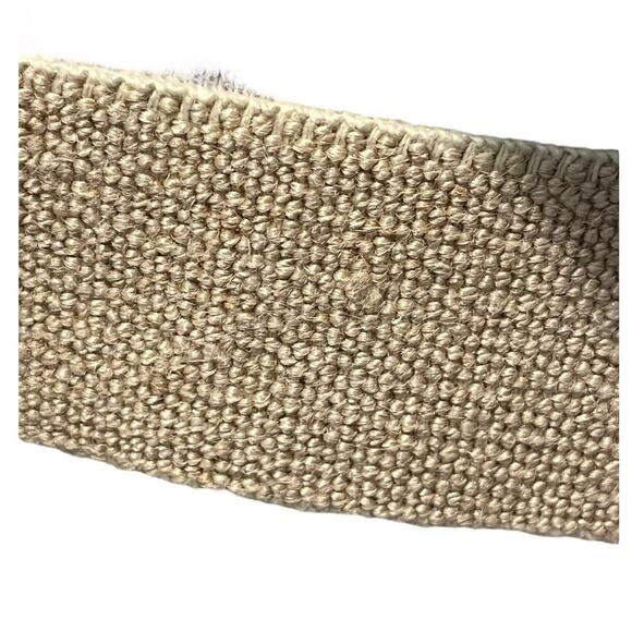 SizeS/M/L? Vintage Womens Woven Belt with Wooden Buckle Beige Striped Elastic